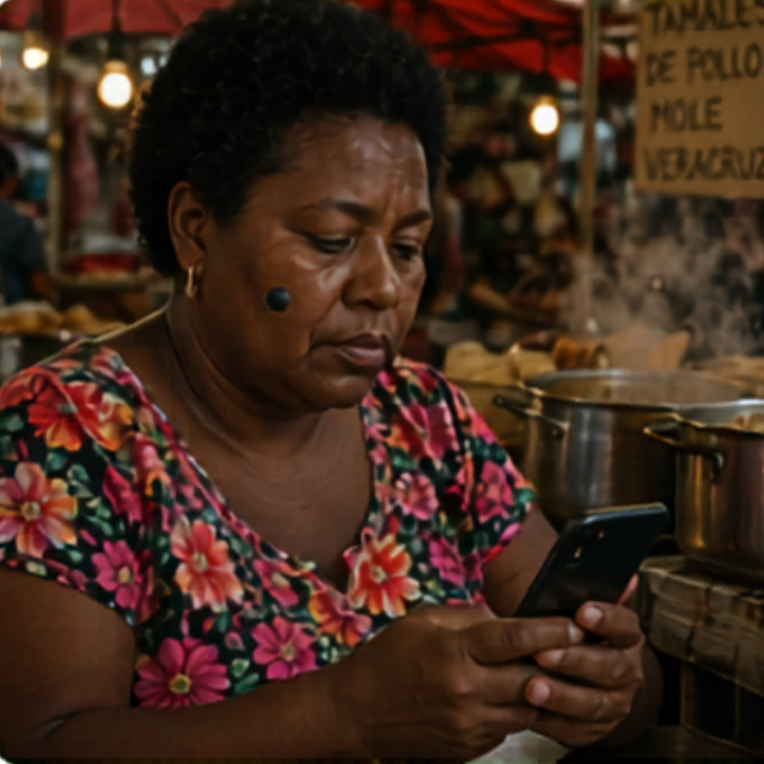 Gabriela revisando pedidos por WhatsApp