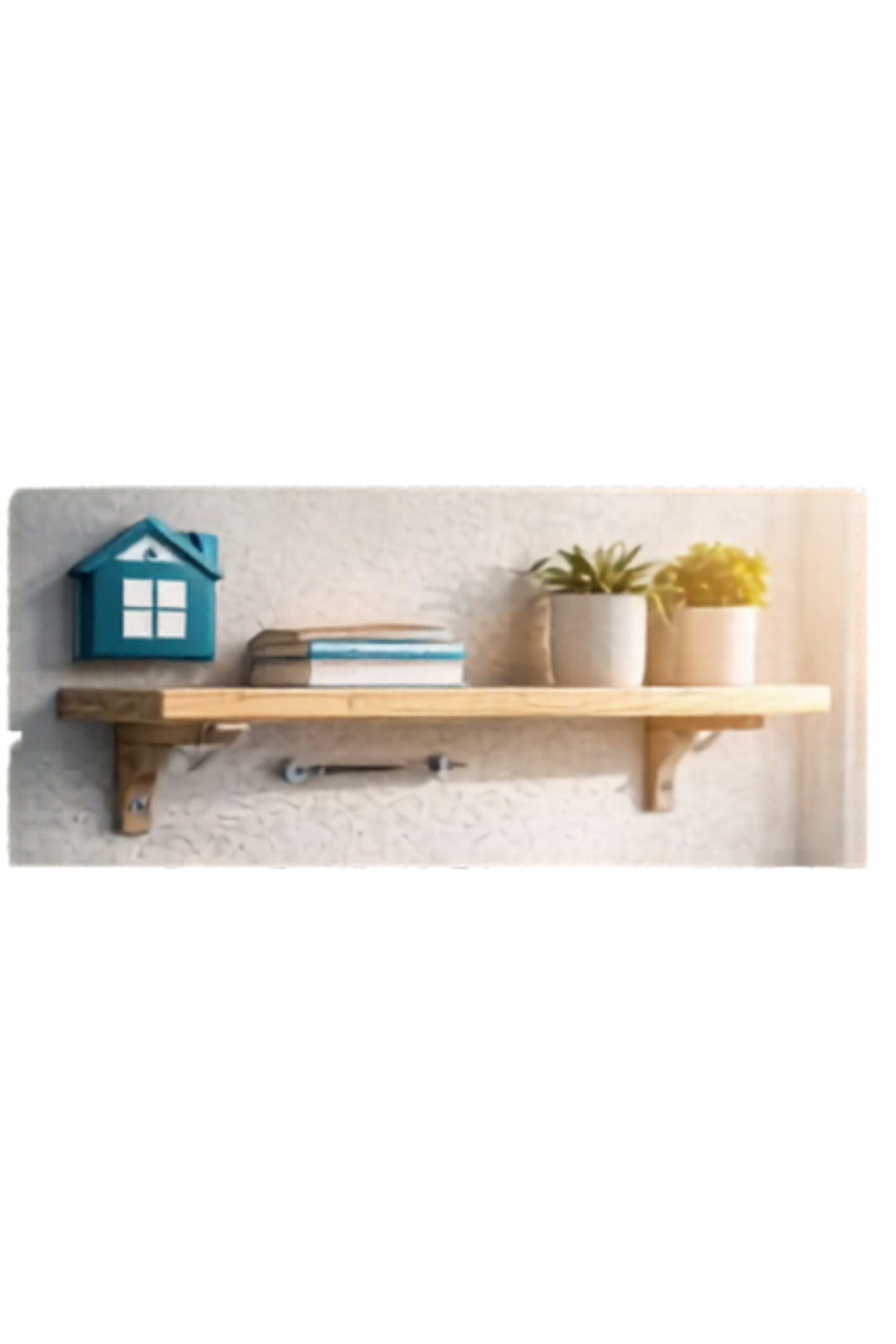 Repisa de madera instalada en pared del hogar con acabado limpio